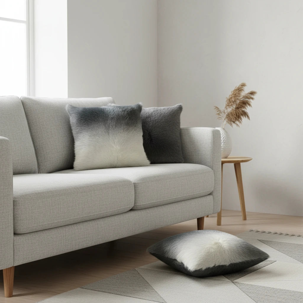 KISSEN GRAU WEISS ZIEGE 40*40