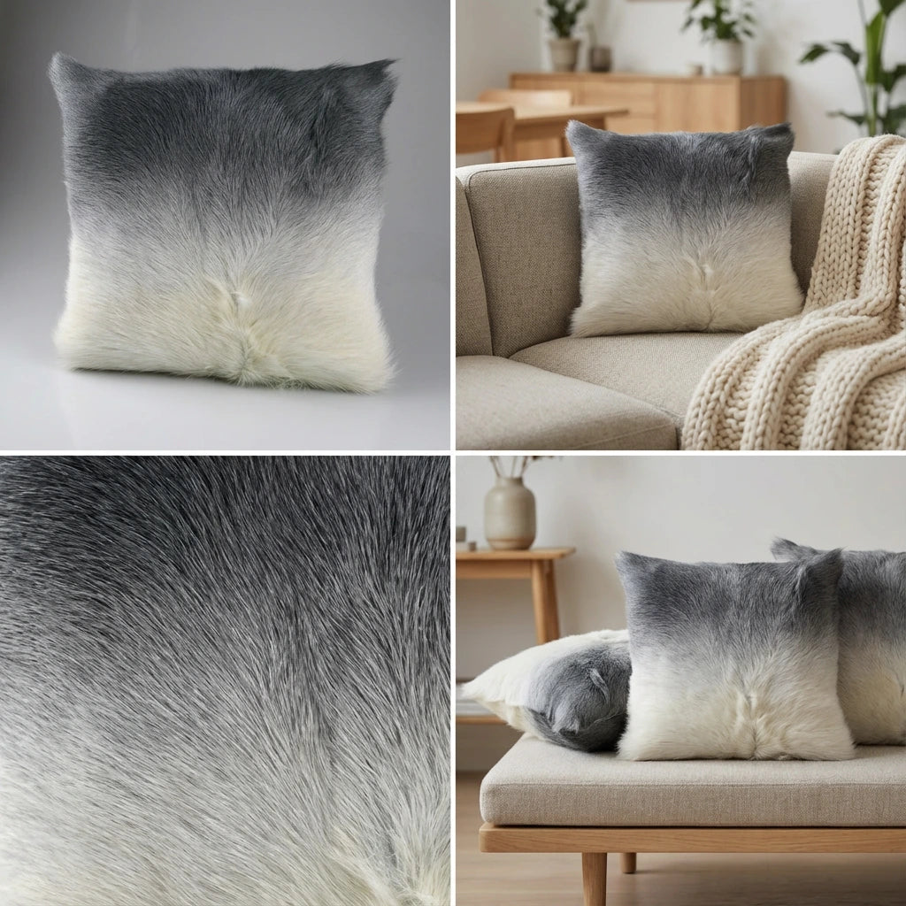 KISSEN GRAU WEISS ZIEGE 40*40